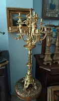 Large 15-light bronze candelabra, mid-1800s