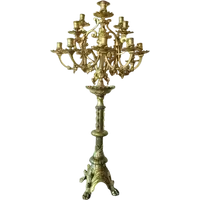 Large 15-light bronze candelabra, mid-1800s