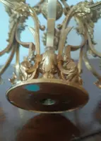 Large 15-light bronze candelabra, mid-1800s