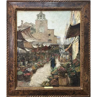 Luigi Moretti, View of the Rialto Market, oil on canvas, 74x60 cm