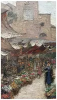 Luigi Moretti, Veduta del mercato di Rialto, olio su tela cm. 74x60