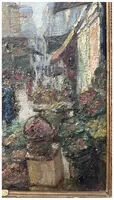 Luigi Moretti, Veduta del mercato di Rialto, olio su tela cm. 74x60