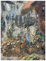 Luigi Moretti, Veduta del mercato di Rialto, olio su tela cm. 74x60