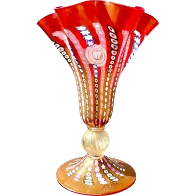 Lamp made of layered glass with murrine inlays and gold leaf. Brand: La Murrina.