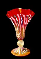 Lampe en verre doublé, avec des incrustations de murrine et de feuille d'or. Marque : La Murrina.