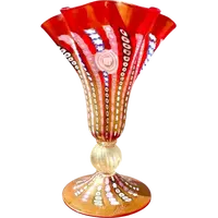 Lampe en verre doublé, avec des incrustations de murrine et de feuille d'or. Marque : La Murrina.