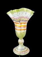Lampe en forme de calice ornée d'inserts en murrine polychromes et de feuille d'or. Pièce unique.
