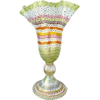 Lampe en forme de calice ornée d'inserts en murrine polychromes et de feuille d'or. Pièce unique.