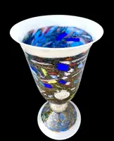 Lampada a forma di vaso-calice con inserti a tessere,murrine e foglia oro. Pezzo unico.