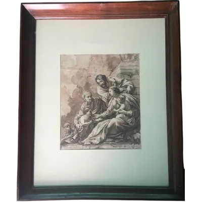 Ink drawing depicting the Holy Family