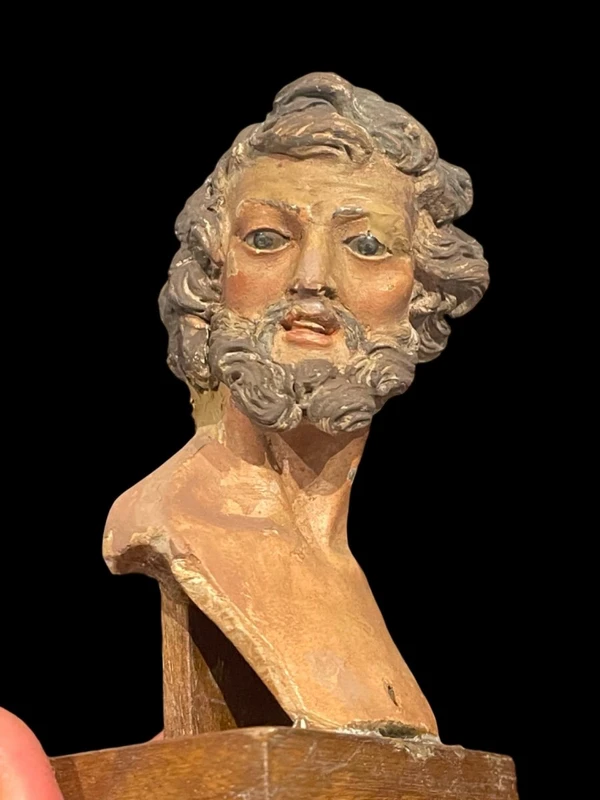 Serie dì 6 teste dì statuine da presepe napoletane in terracotta dipinta