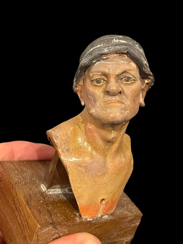 Serie dì 6 teste dì statuine da presepe napoletane in terracotta dipinta