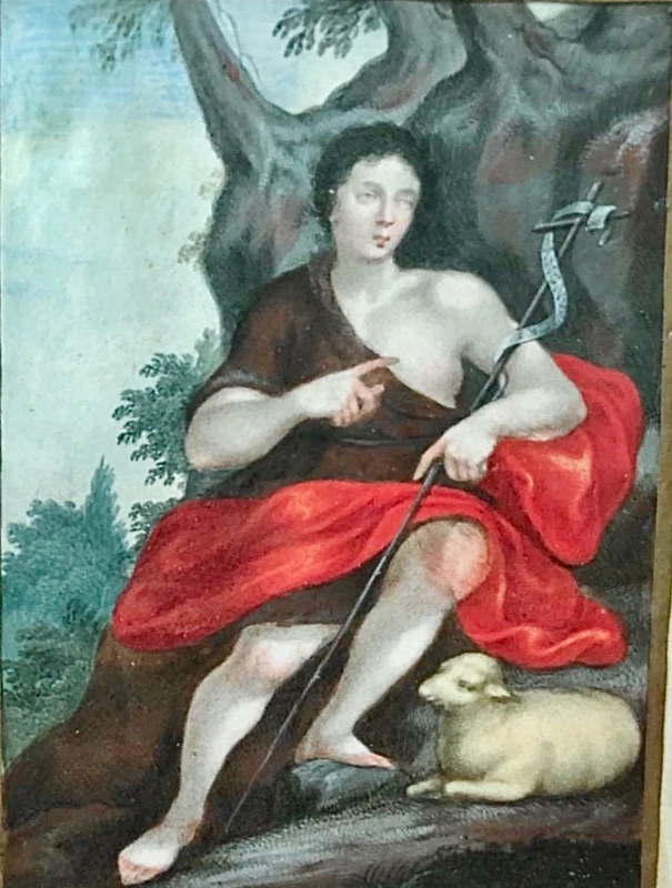 Petit tableau, tempera sur papier, Saint Jean-Baptiste