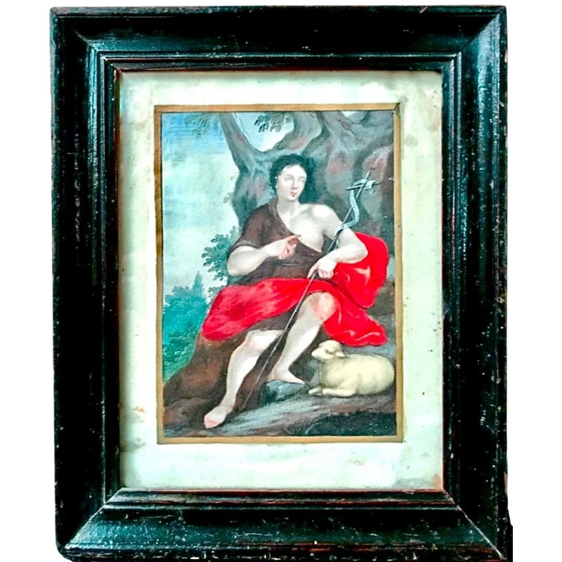 Petit tableau, tempera sur papier, Saint Jean-Baptiste