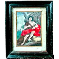 Petit tableau, tempera sur papier, Saint Jean-Baptiste