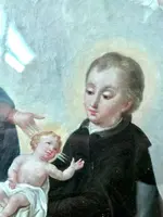 Dipinto olio su tela raffigurante San Stanislao Kostka ,Madonna con Gesu'Bambino