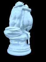 Large porcelain sculpture (masso bastardo) depicting a faun and a nymph with a cherub