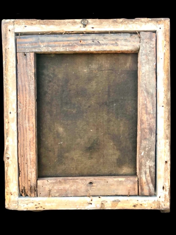 Peinture à l'huile sur toile représentant la Vierge à l'Enfant.