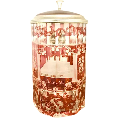 Biedermeier Bohemian glass with an architectural scene