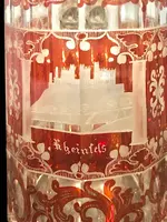 bicchiere Boemia biedermeier con scena architettonica