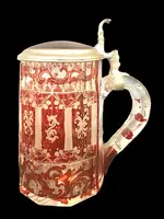 bicchiere Boemia biedermeier con scena architettonica