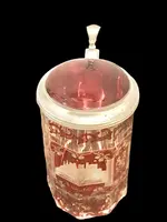 bicchiere Boemia biedermeier con scena architettonica