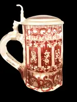 bicchiere Boemia biedermeier con scena architettonica