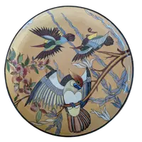 Large ceramic plate with birds and flowers