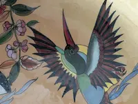 Large ceramic plate with birds and flowers