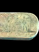 Tabatière en laiton gravée de six vignettes représentant la vie de Jacob.