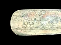 Tabatière en laiton gravée de six vignettes représentant la vie de Jacob.