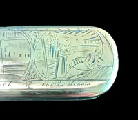 Tabatière en laiton gravée de six vignettes représentant la vie de Jacob.