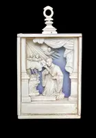 Ivory sculpture in a display case. Trapani, Sicily.