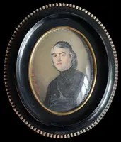 Miniature oil painting on bone plate depicting a male figure.