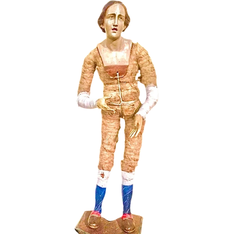 Nativity scene figurine with a terracotta face. Naples