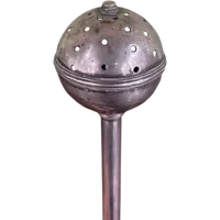 A spherical silver holy water sprinkler,