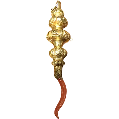 Rattle - whistle, children's toy made of vermeil silver with a tapered spherical body