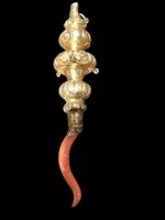 Rattle - whistle, children's toy made of vermeil silver with a tapered spherical body