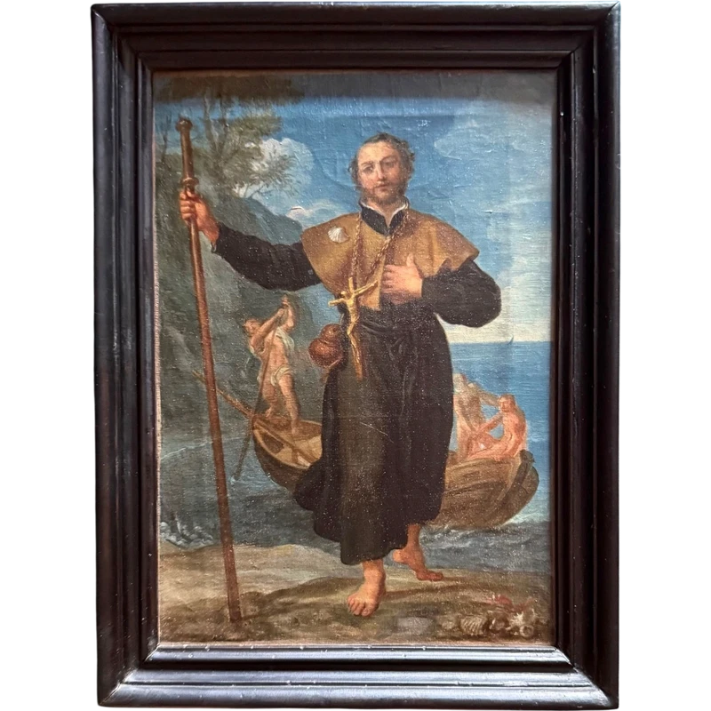 Oil painting on canvas depicting Saint Roch as a pilgrim.