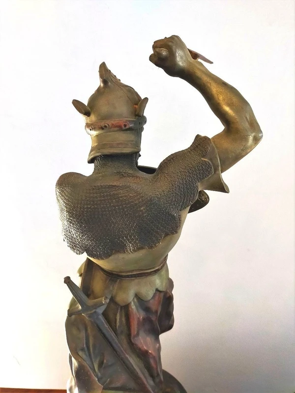 Paire de sculptures en métal - « guerriers » Detrier H.66 cm