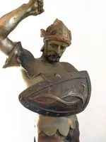 Paire de sculptures en métal - « guerriers » Detrier H.66 cm