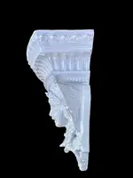 White majolica shelf featuring a female figure, dolphins, and geometric marine motifs. Faenza