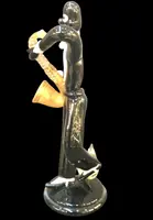 Figurine de musicien de jazz en verre noir épais. Seguso, Murano.