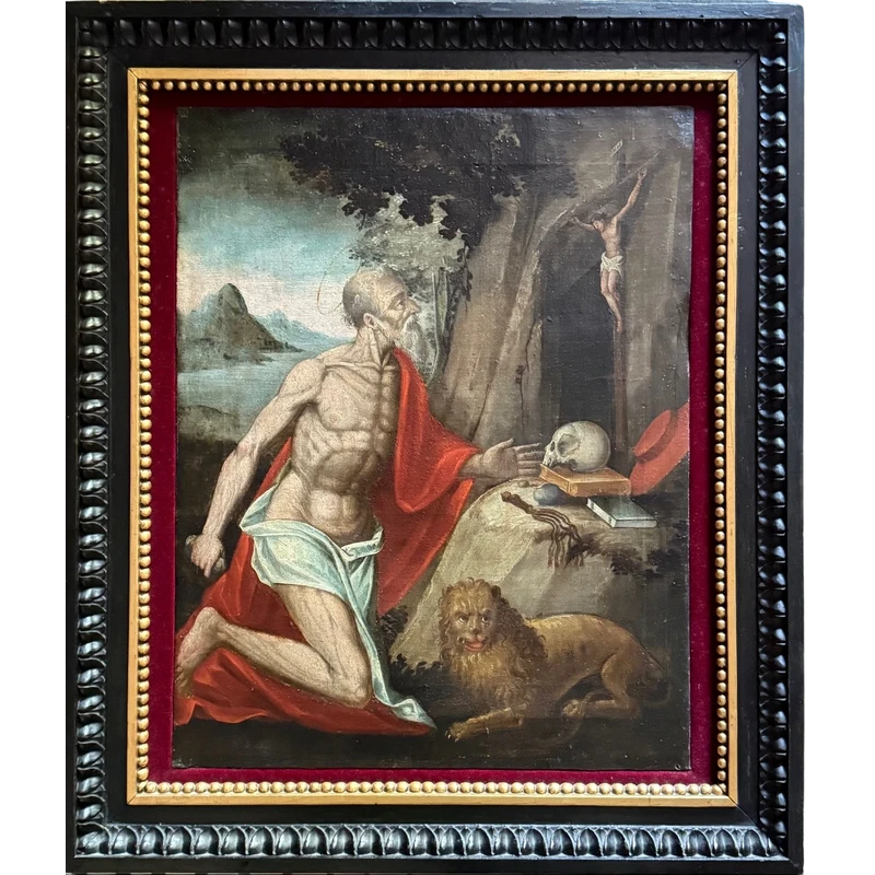 Oil painting on canvas depicting Saint Jerome in Penance.