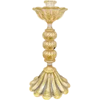 Candeliere in vetro pesante ‘cordonato oro’ con base e coppa baccellata .Barovier & Toso.