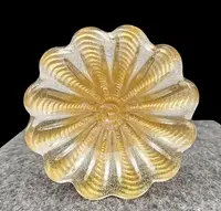 Candeliere in vetro pesante ‘cordonato oro’ con base e coppa baccellata .Barovier & Toso.