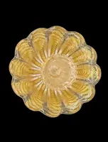 Candeliere in vetro pesante ‘cordonato oro’ con base e coppa baccellata .Barovier & Toso.