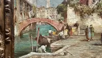 Dipinto olio su tela raffigurante veduta veneziana.Firma E. Zeno.