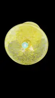 Vase verseur en verre « balloton » avec poignée en forme de dragon et inclusion de feuille d'or.
