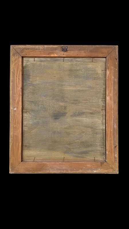 Peinture à l'huile sur carton représentant une femme nue